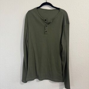 NWOT Manfinity Men's Size XL Green‎ Gray Long Sleeve Waffle Knit Top Basics
